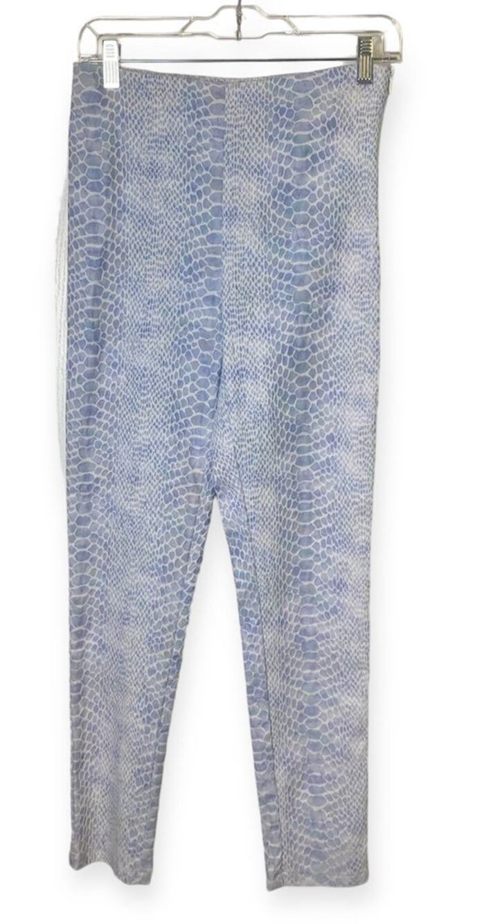 NWT Lucy Paris Light Blue Periwinkle Raised Snake Print Pants Size Medium